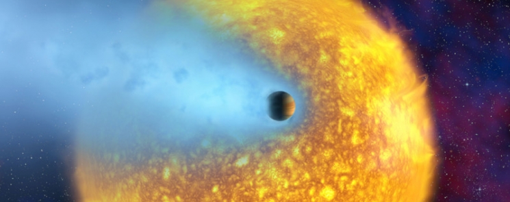 Планета HD 209458b в представлении художника.  NASA/ESA/CNRS/Alfred Vidal-Madjar