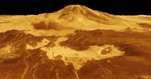 Компьютерная 3D-модель вершины вулкана Маат Монс на Венере. (Права:NASA/JPL-Caltech)