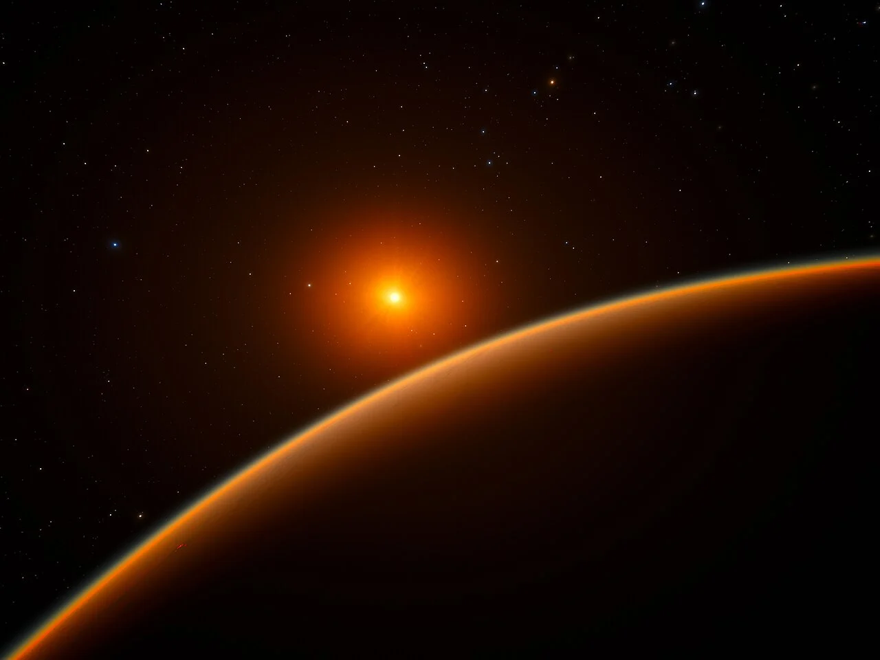 На иллюстрации — планета LHS 1140 b и её звезда. Изображение предоставлено ESO/spaceengine.org