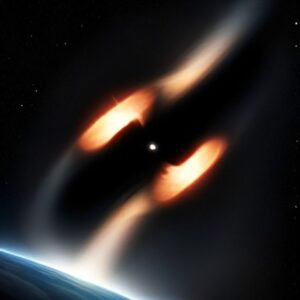 Черная дыра на фоне Земли. Источник: AI Flux