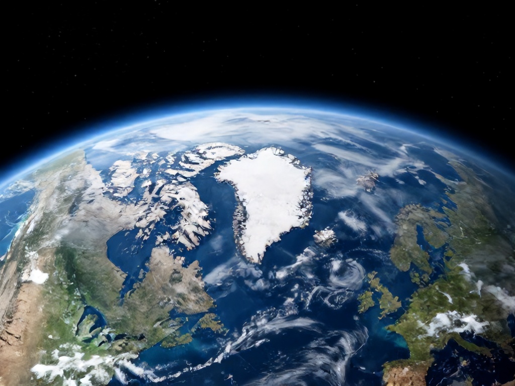 Иллюстрация. Вид на северный полюс земли из космоса. AI/Flux.2.Pro oceanolog.ru/CC-BY-SA 4.0